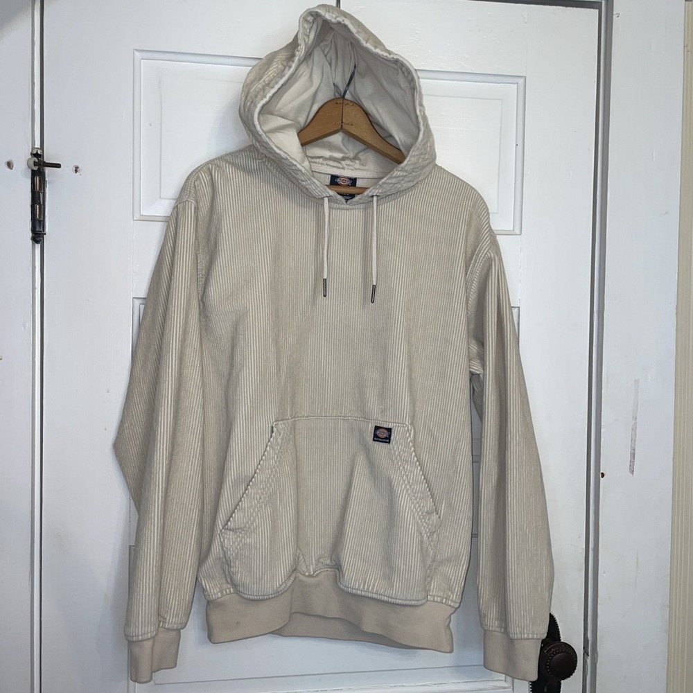 Dickies Corduroy Hooded Sweatshirt Cream | Skater Street Core | Small
